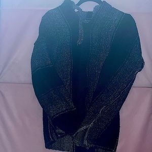 black, white, and grey drug rug hoodie.